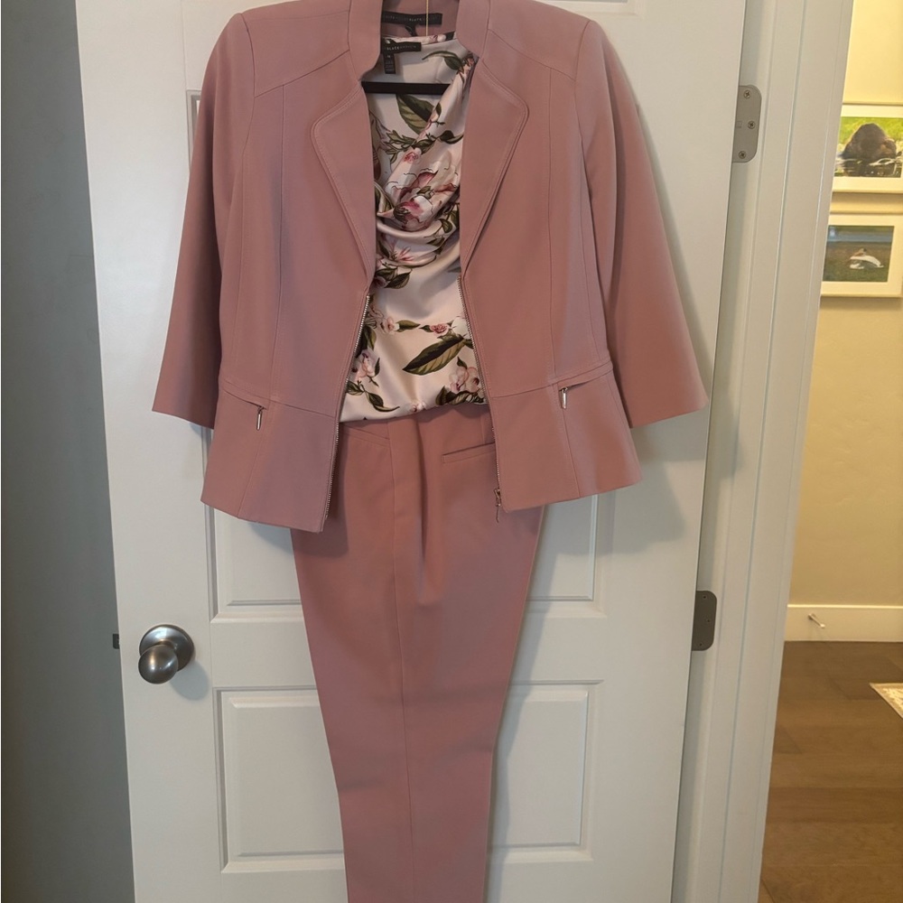 White House Black Market Pink Floral Cowl Neck Blouse - Picture 8 of 8